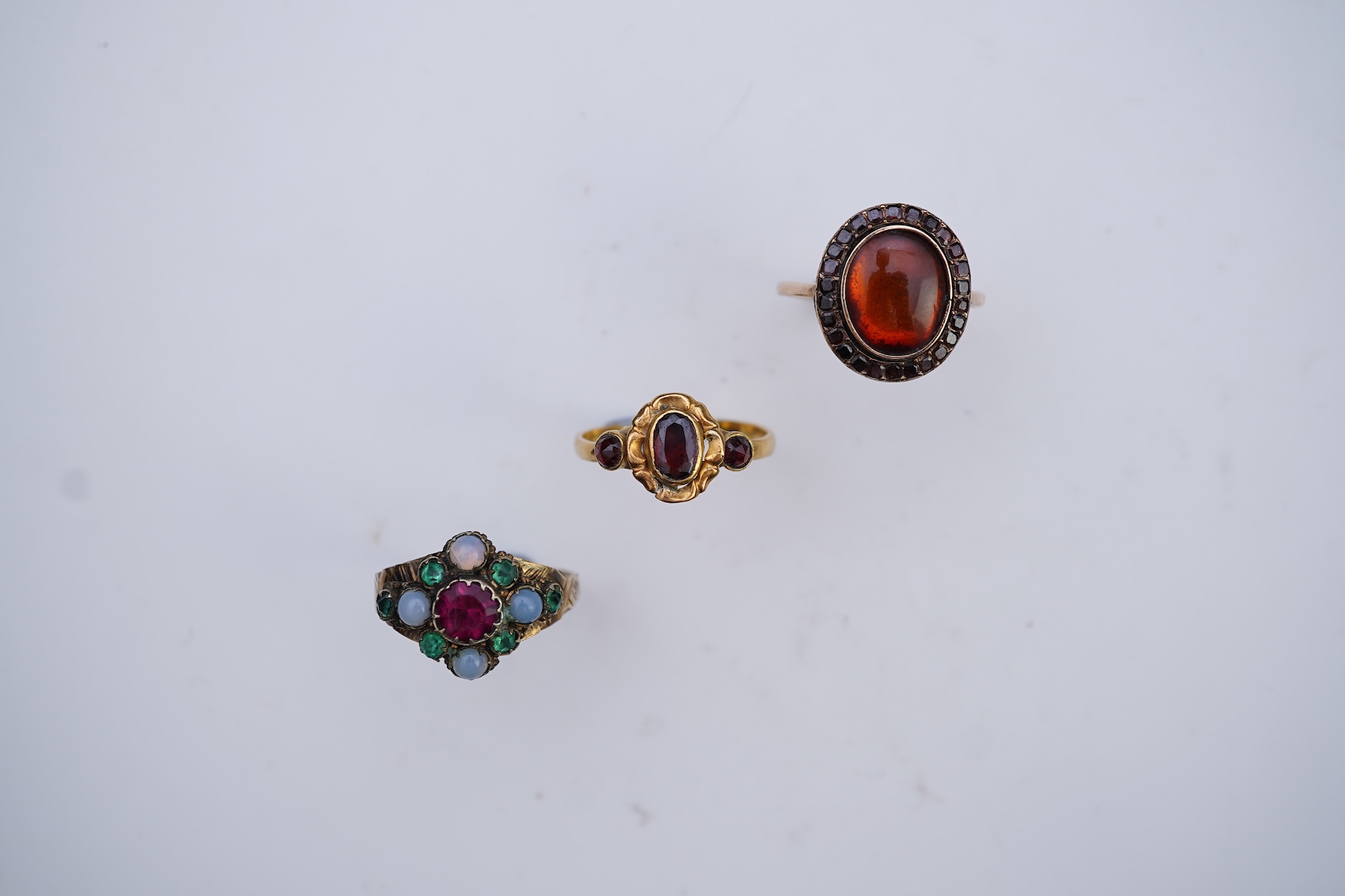 A collection of three antique rings, late 18th-19th century